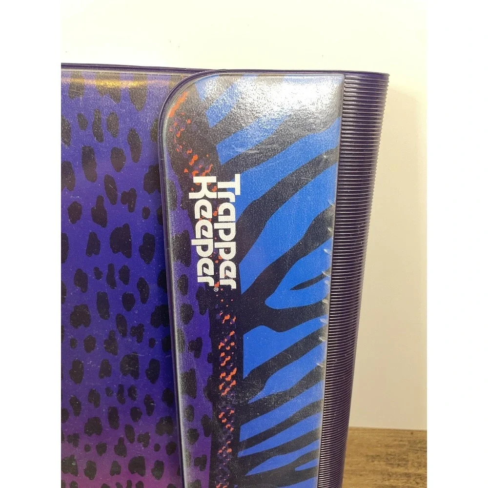 Vintage Trapper Keeper With 2 Folders Portfolios Neon Animal Leopard Tiger Print